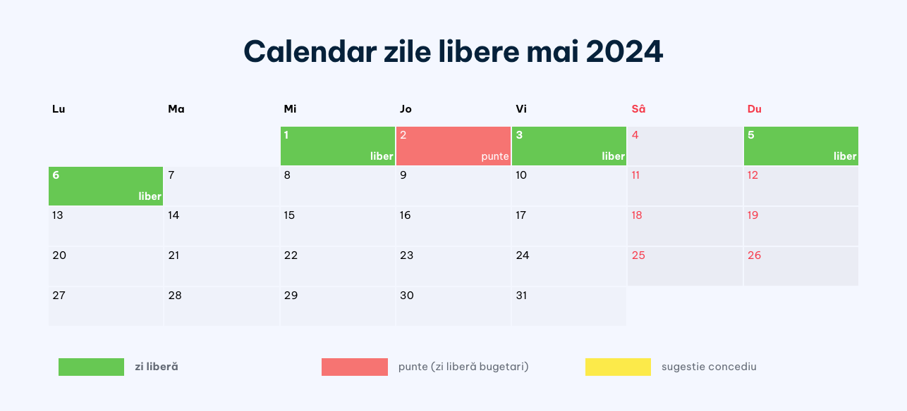 Zile libere mai 2024. Calendar sărbători legale mai 2024